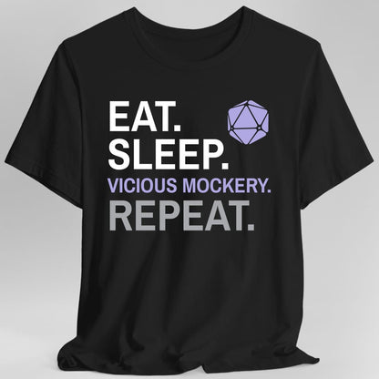 Bard T-Shirt – 'Eat, Sleep, Vicious Mockery, Repeat'