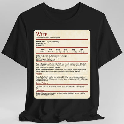 D&D Wife Stat Block T-Shirt