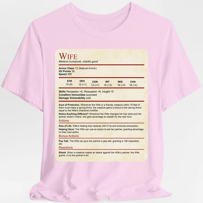 D&D Wife Stat Block T-Shirt