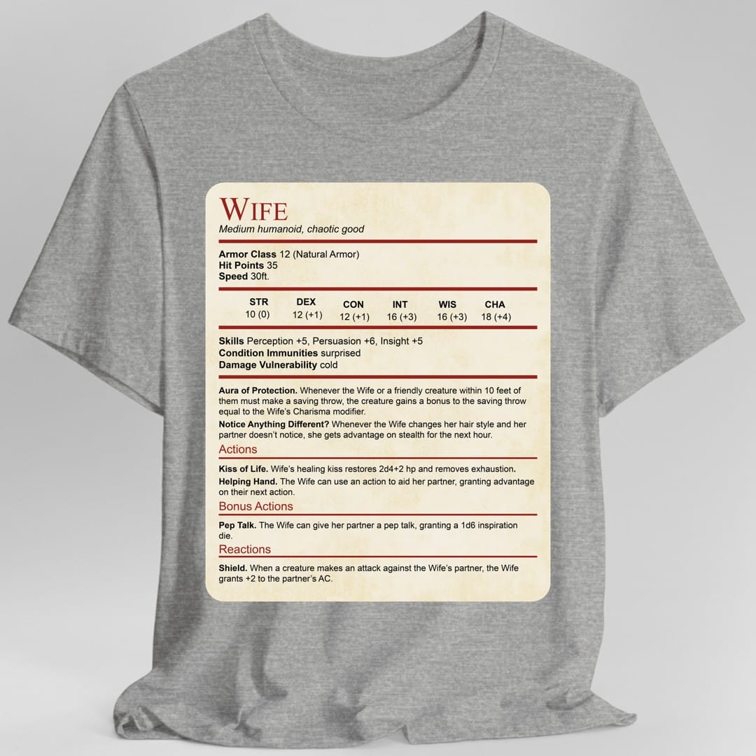 D&D Wife Stat Block T-Shirt