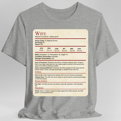 D&D Wife Stat Block T-Shirt