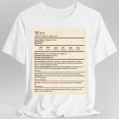 D&D Wife Stat Block T-Shirt