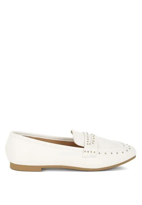 Shoes Rag Company Dorlina Studded Faux Leather Loafers - Stylish Comfort Footwear