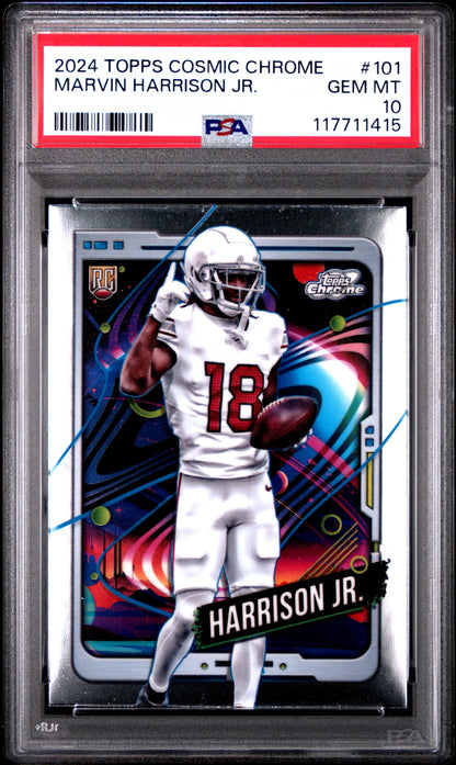 Graded 2024 Topps Cosmic Chrome Marvin Harrison Jr #101 Rookie RC Football Card PSA 10 Gem Mint