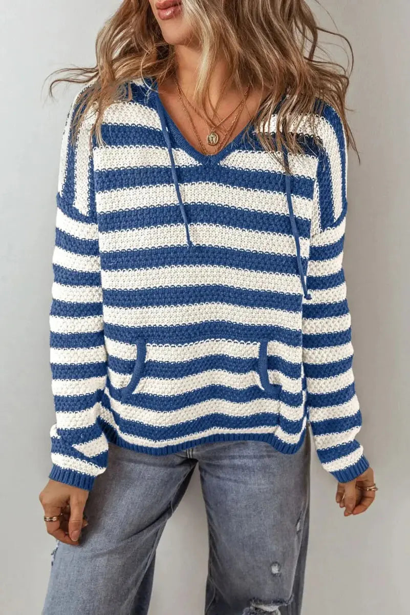 Striped Hoodie Women's Cotton Blend | Trendsi Casual
