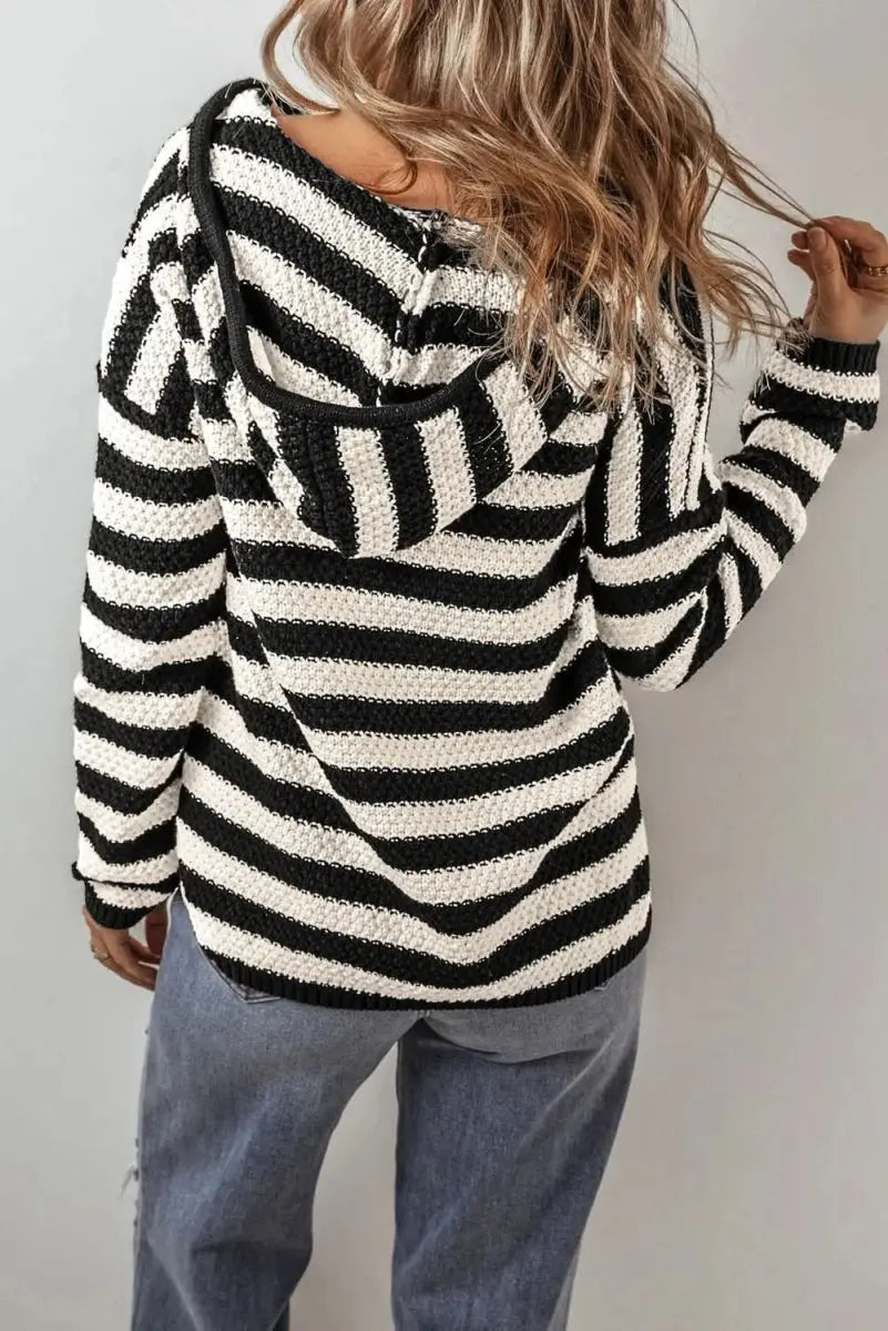 Striped Hoodie Women's Cotton Blend | Trendsi Casual