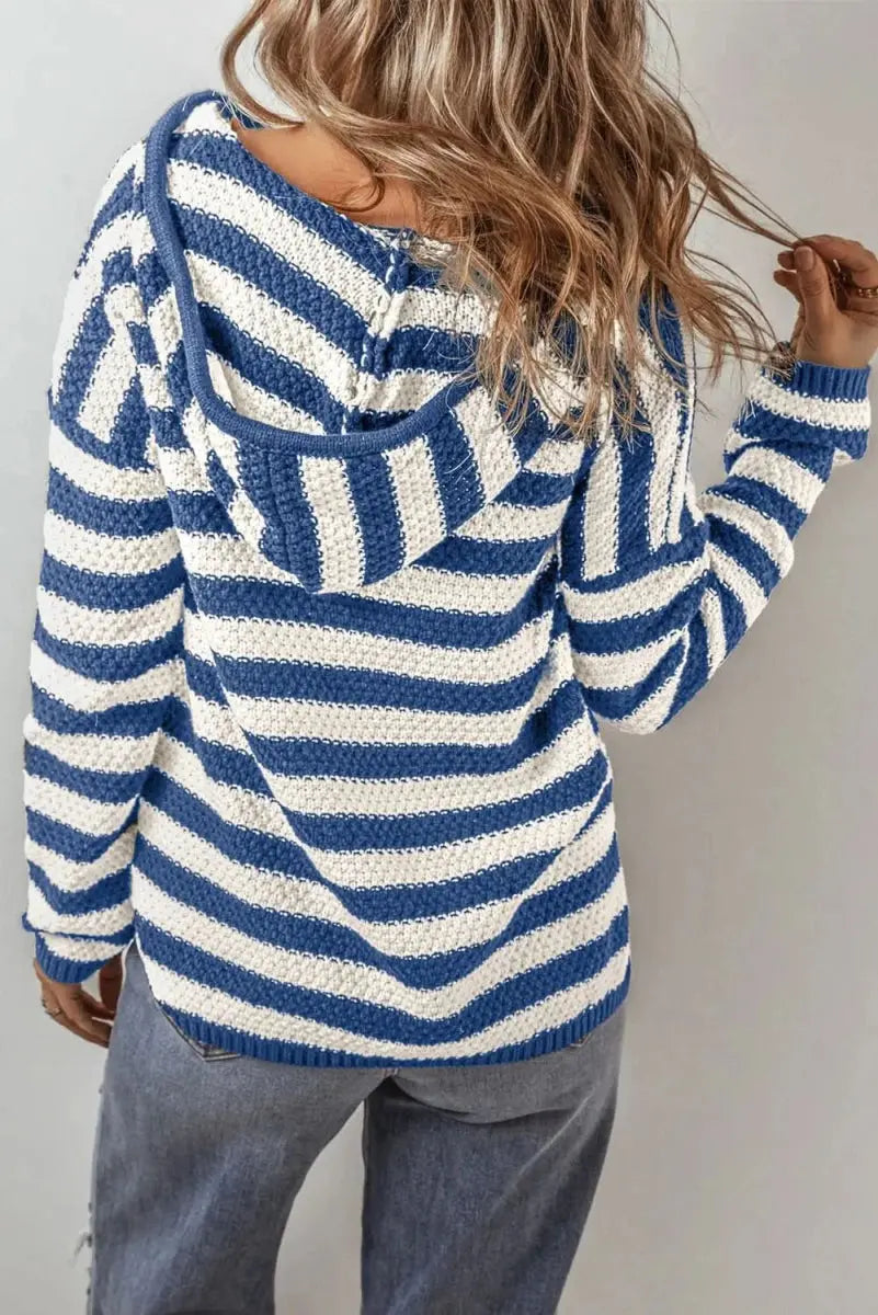 Striped Hoodie Women's Cotton Blend | Trendsi Casual