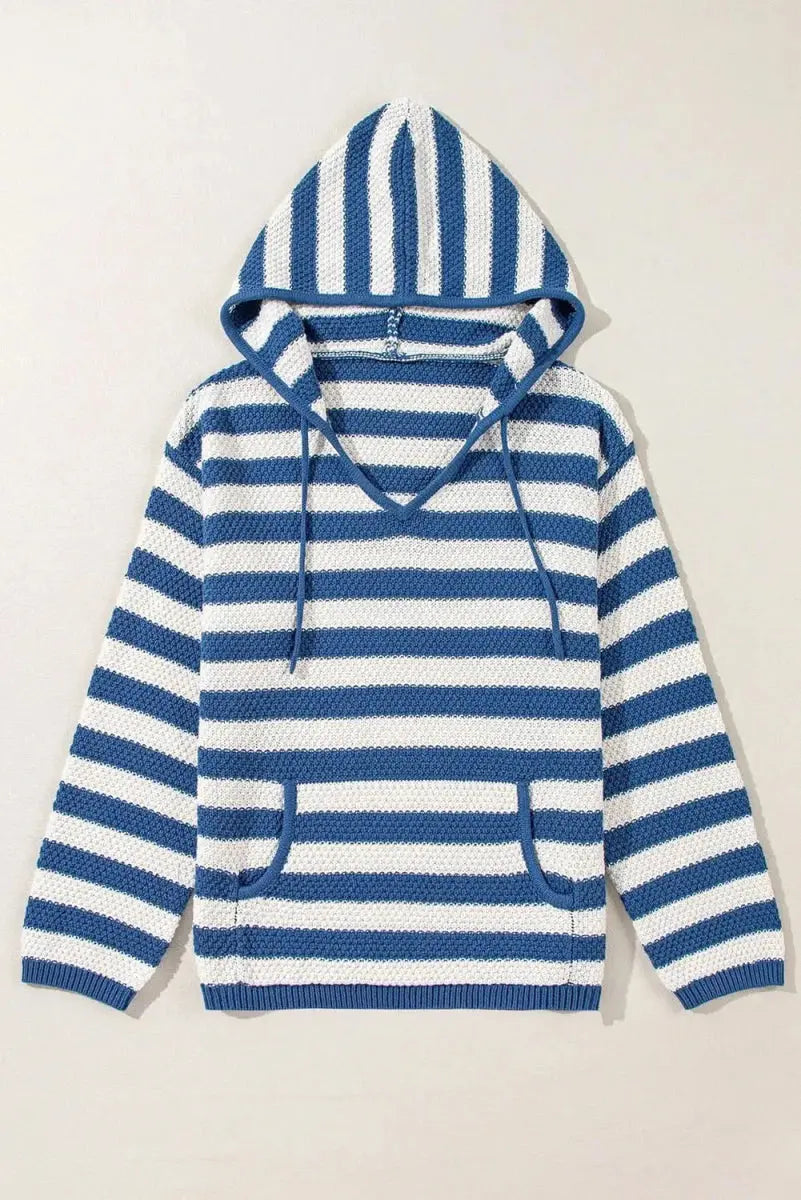 Striped Hoodie Women's Cotton Blend | Trendsi Casual