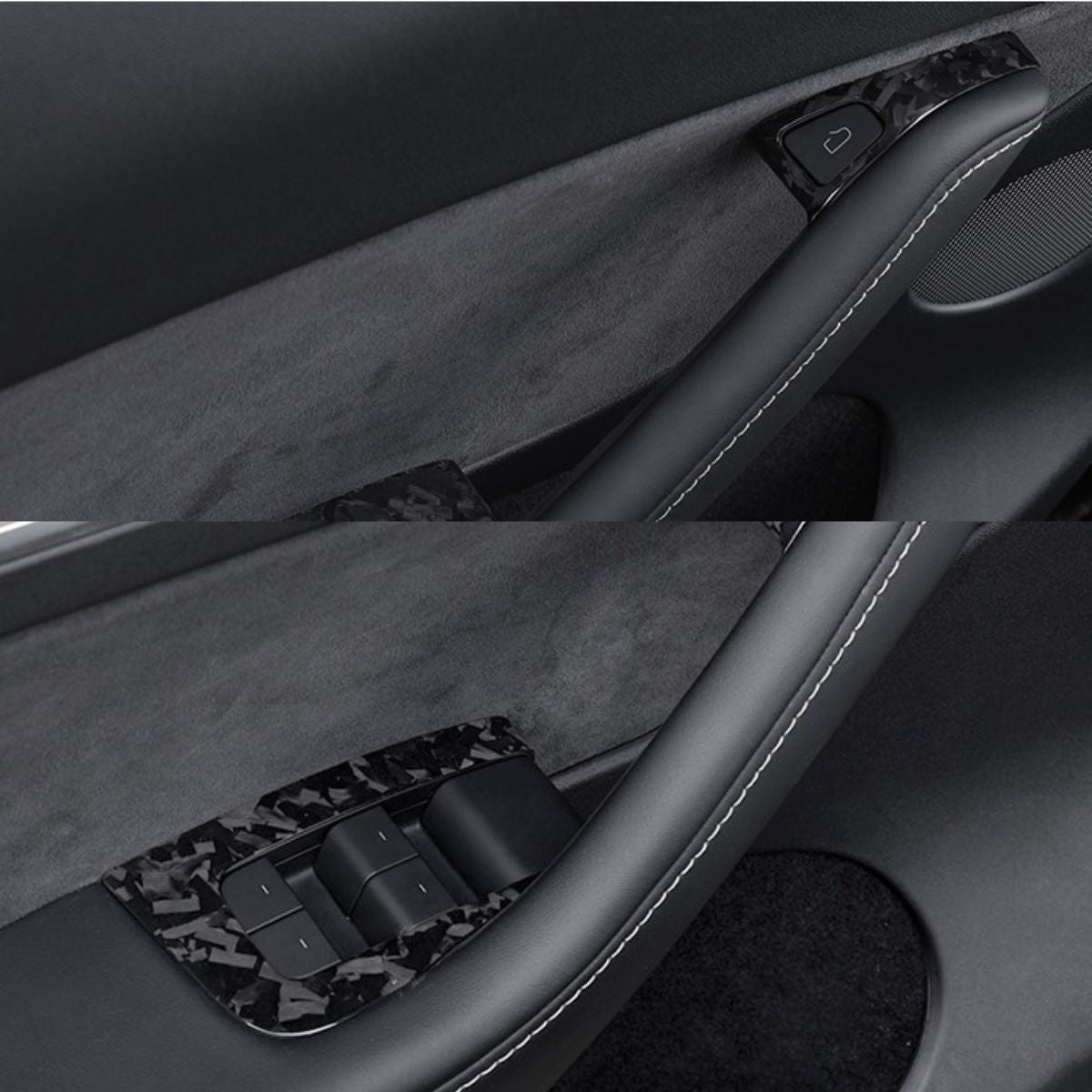 Dry Carbon Fiber Window & Door Switch Covers for Model Y / Model 3（Left Hand Drive）