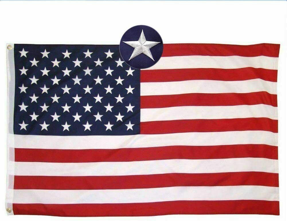 Heavy Duty Outdoor American Flag Embroidered Stars & Brass Grommets