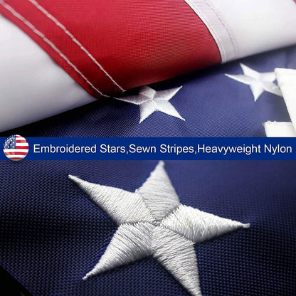Heavy Duty Outdoor American Flag Embroidered Stars & Brass Grommets