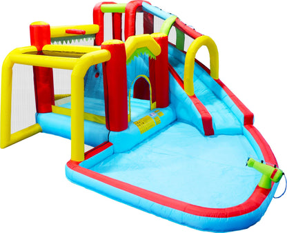 7-in-1 Inflatable Water Slide Bounce House with Pool