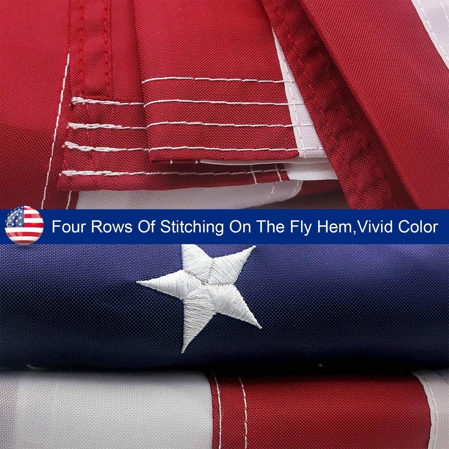 Heavy Duty Outdoor American Flag Embroidered Stars & Brass Grommets