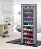 Room-saving 10-Layers 9 Lattices Non-woven Fabric Shoe Rack Black