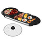2 in 1 Electric Hot Pot with BBQ Grill Cooker 2200W Smokeless Non-Stick Korean BBQ Grill Shabu Shabu Hot Pot with Independent Temperature Control 5 Gears Firepower For 2-10 People