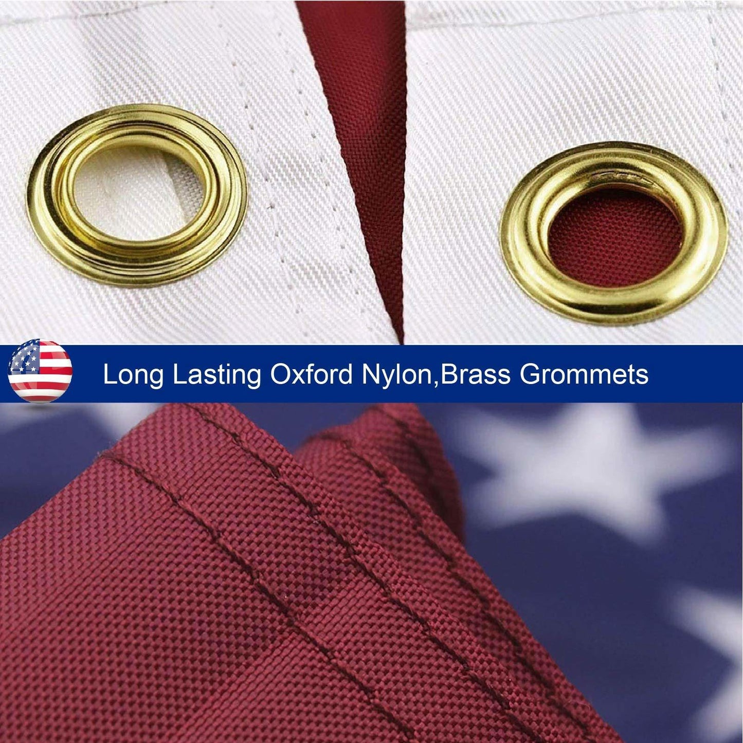 Heavy Duty Outdoor American Flag Embroidered Stars & Brass Grommets