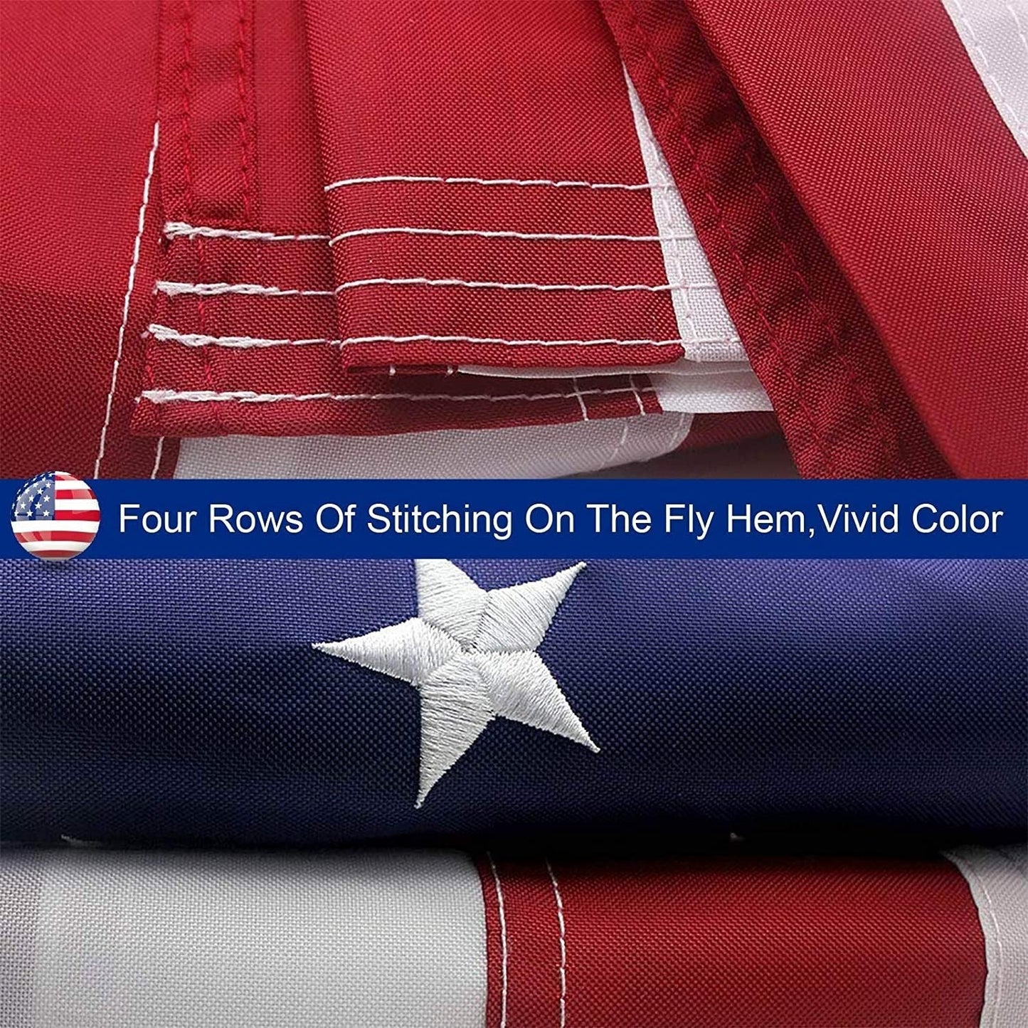 Heavy Duty Outdoor American Flag Embroidered Stars & Brass Grommets