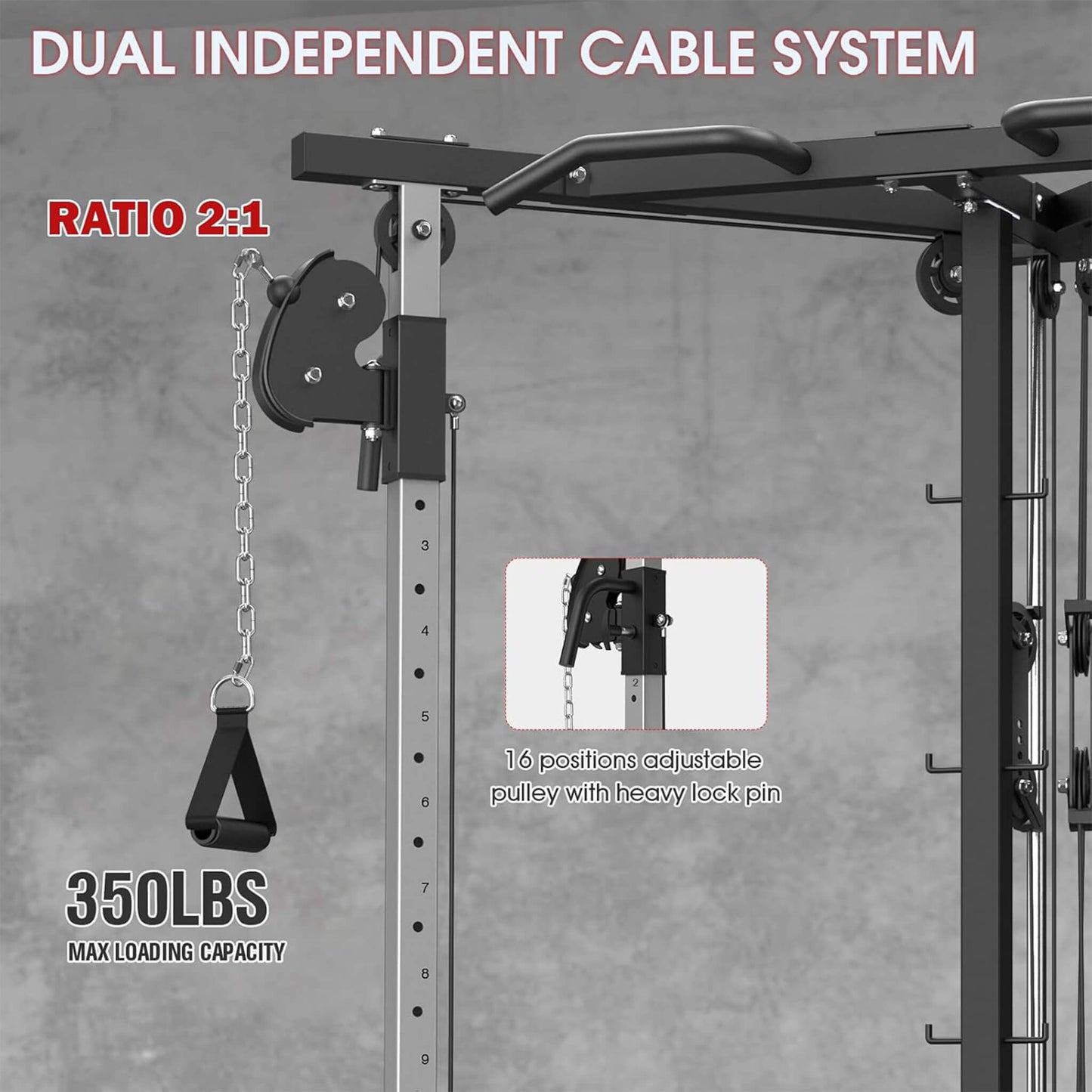 Rovix Dual Pulley Cable Crossover Machine With Pull Up And LAT Bar (SAK98124)