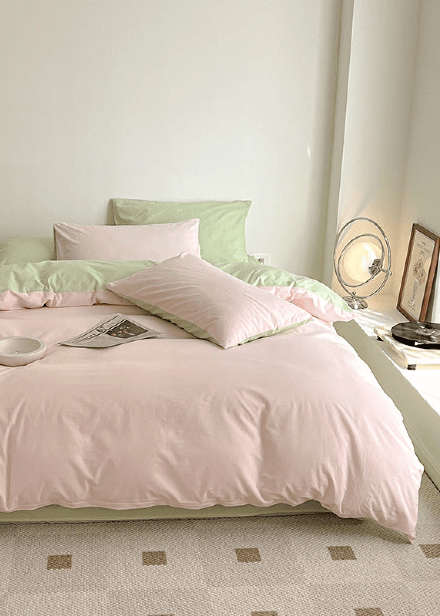Duo Bedding Set / Pink + Green