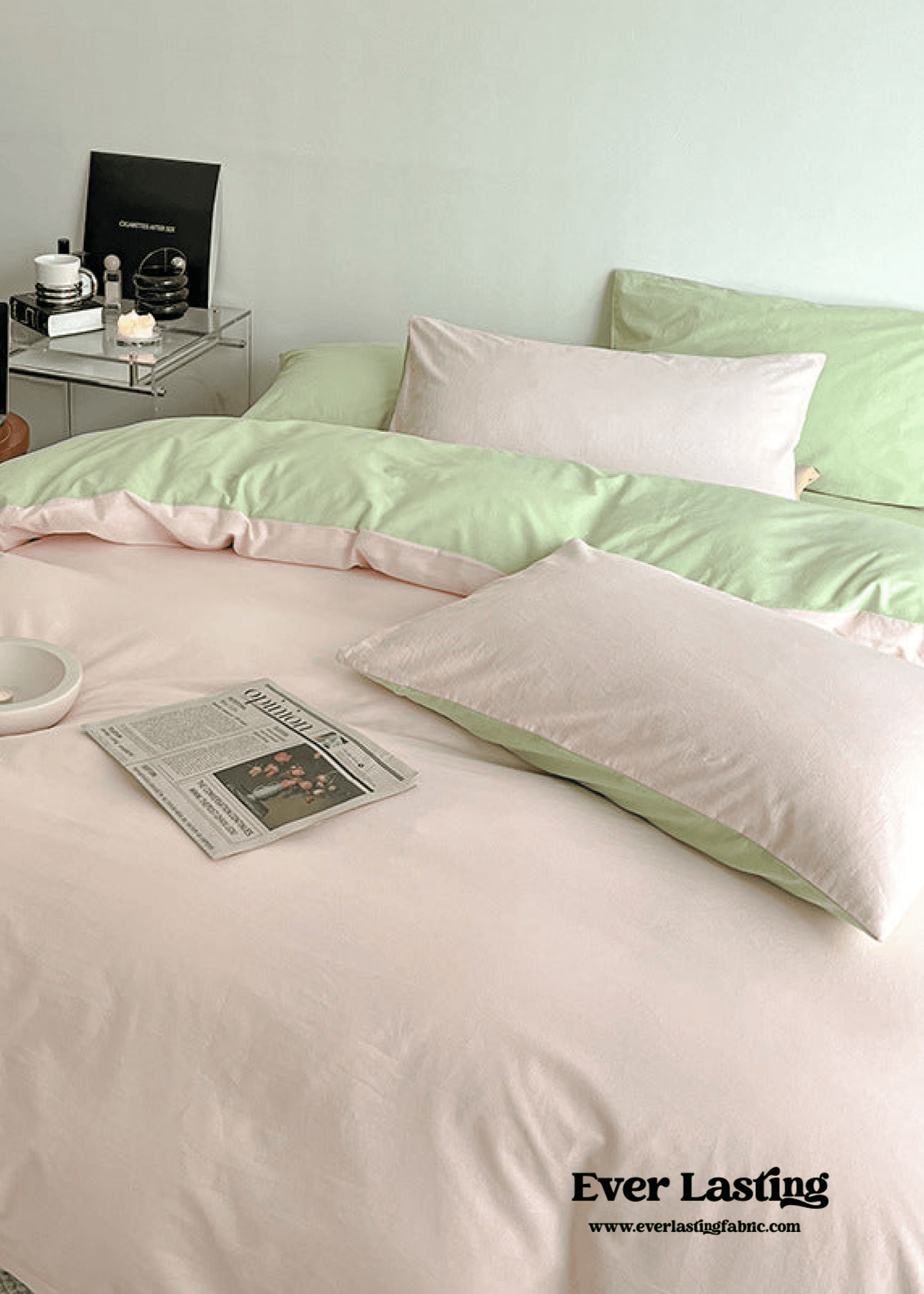 Duo Bedding Set / Pink + Green