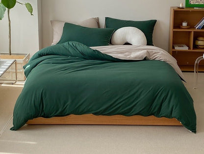 Duo Earth Tone Jersey Knit Bedding Set / Pink Beige