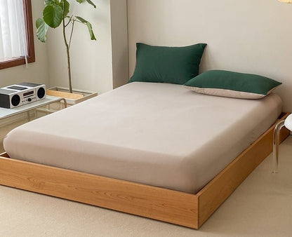 Duo Earth Tone Jersey Knit Bedding Set / Pink Beige