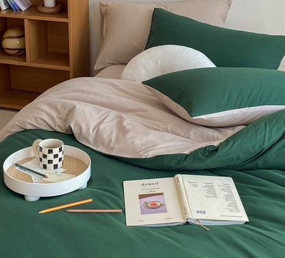 Duo Earth Tone Jersey Knit Bedding Set / Pink Beige