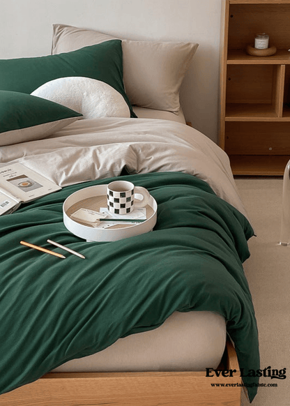 Duo Earth Tone Jersey Knit Bedding Set / Pink Beige