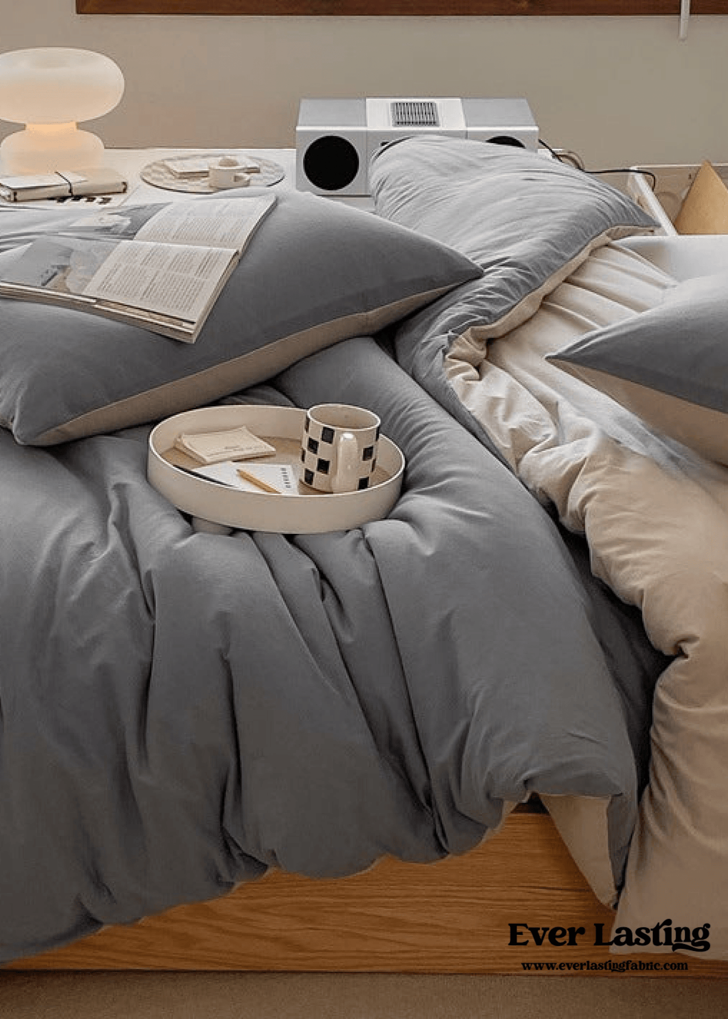 Duo Earth Tone Jersey Knit Bedding Set / Pink Beige