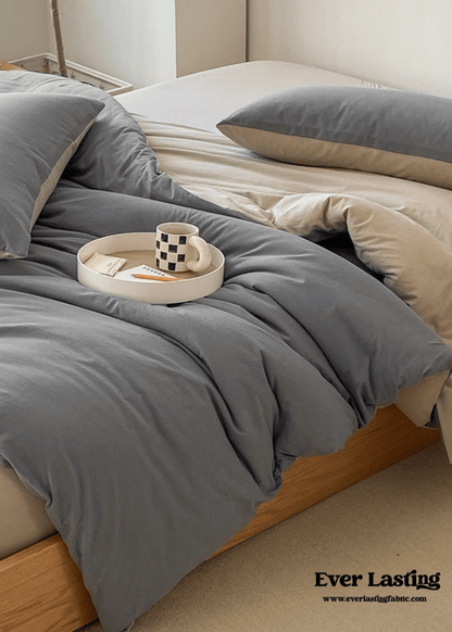 Duo Earth Tone Jersey Knit Bedding Set / Pink Beige