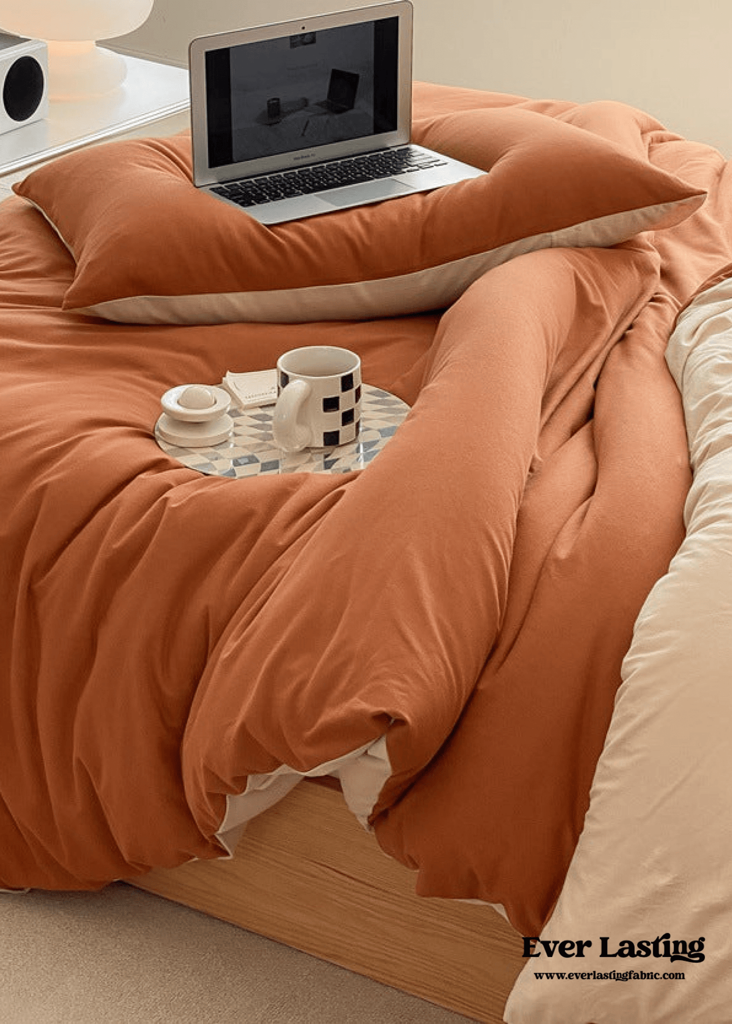 Duo Earth Tone Jersey Knit Bedding Set / Pink Beige