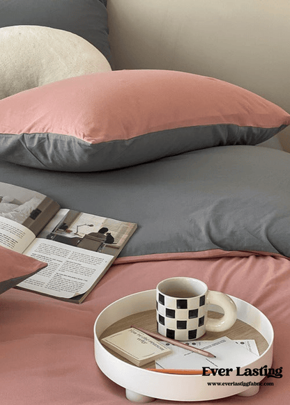 Duo Earth Tone Jersey Knit Bedding Set / Pink Beige