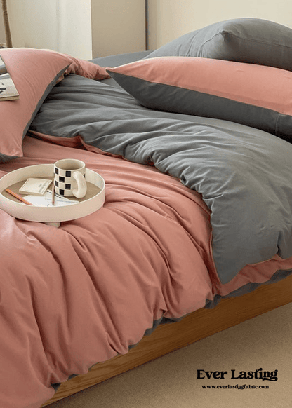Duo Earth Tone Jersey Knit Bedding Set / Pink Beige