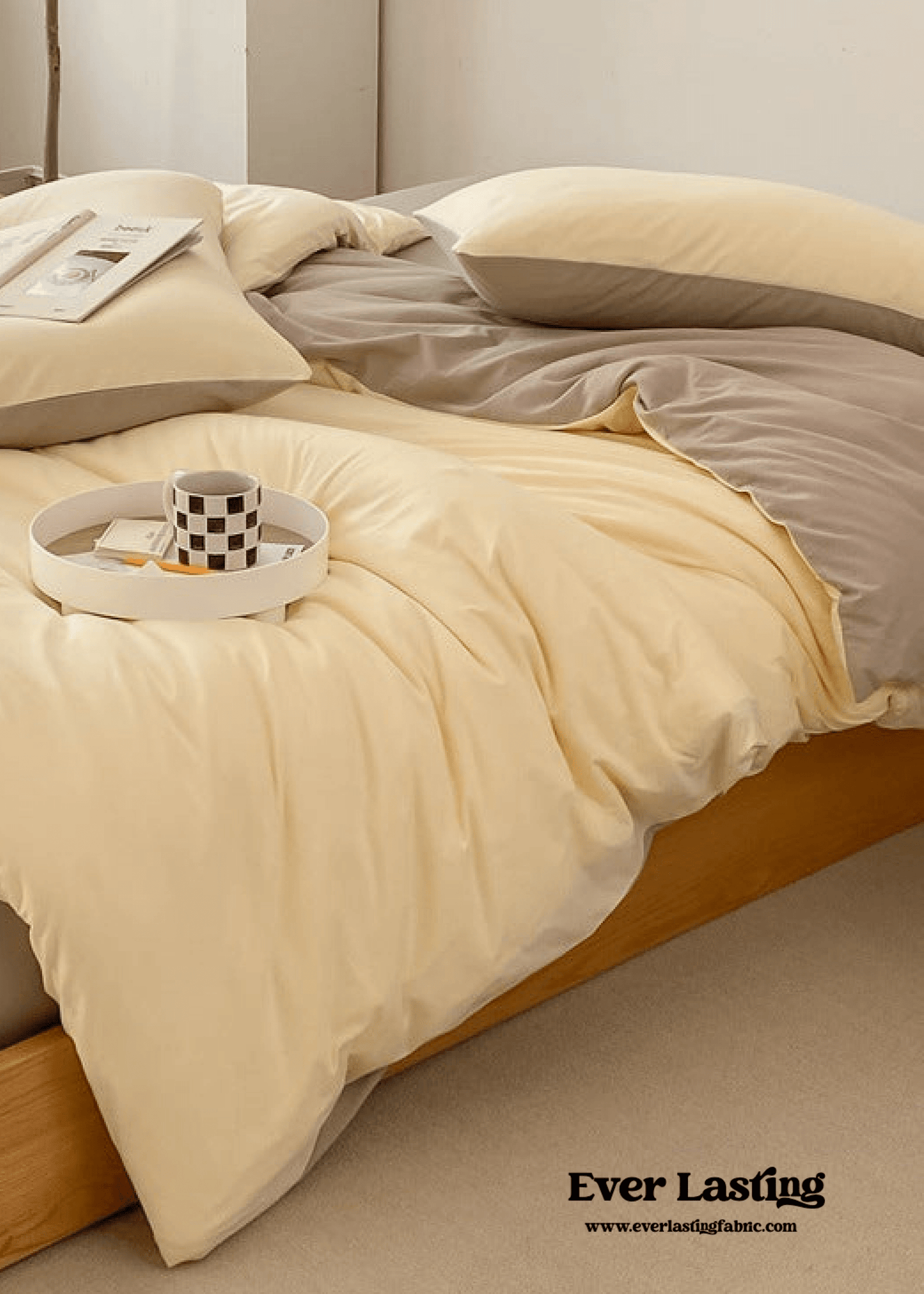 Duo Earth Tone Jersey Knit Bedding Set / Pink Beige