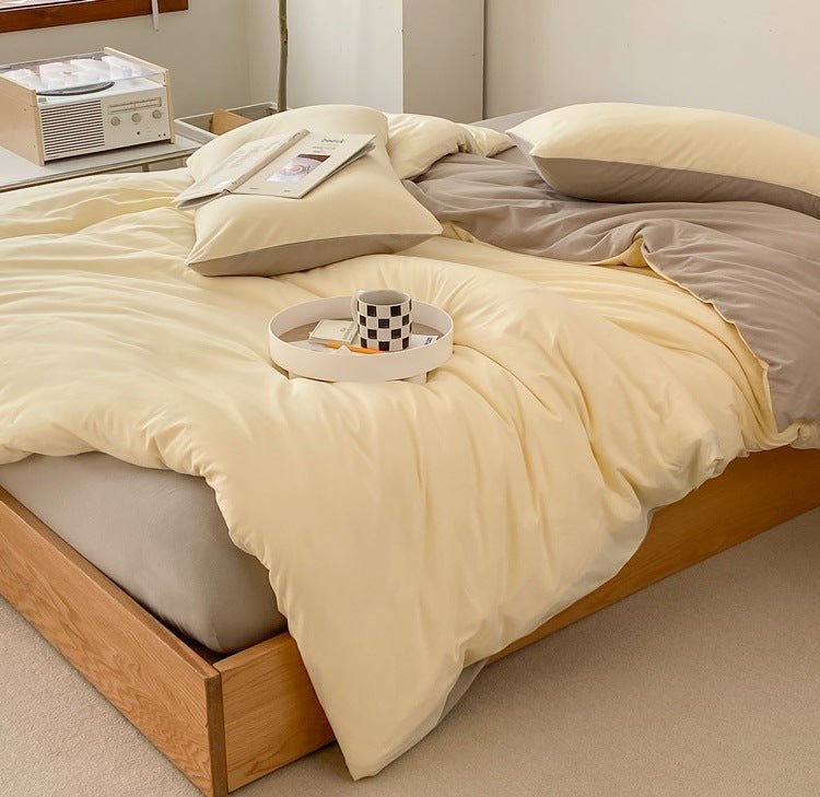 Duo Earth Tone Jersey Knit Bedding Set / Pink Beige