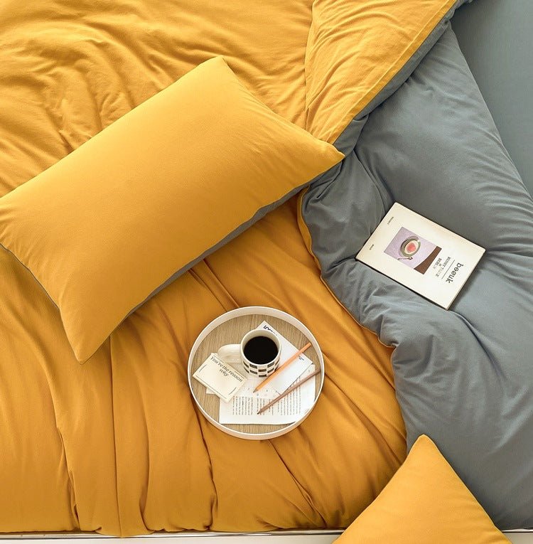Duo Earth Tone Jersey Knit Bedding Set / Pink Beige