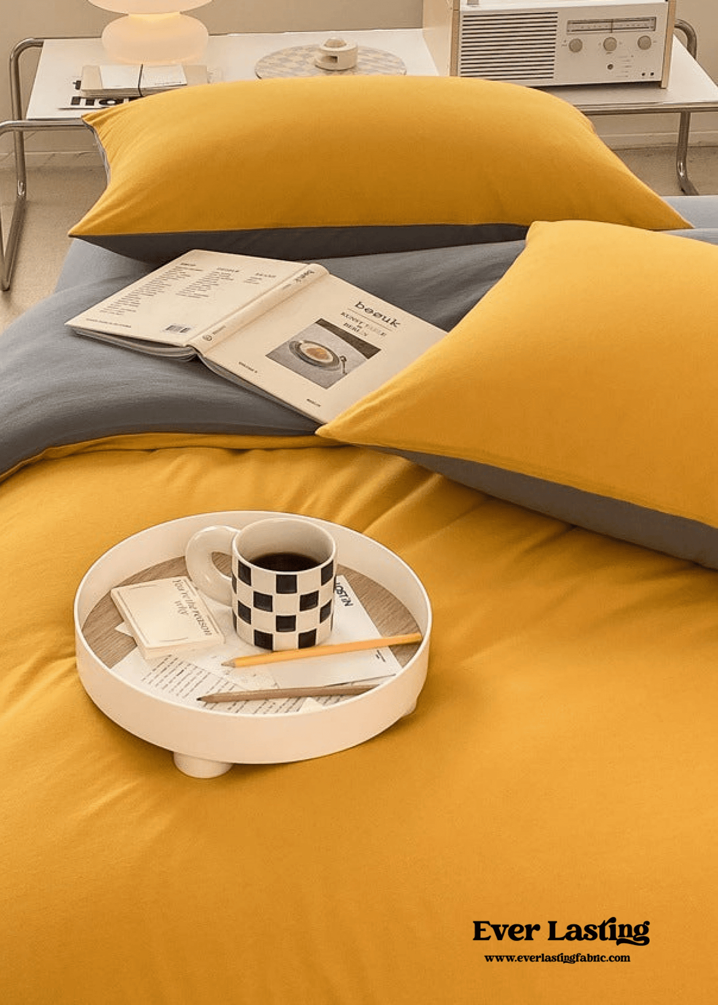 Duo Earth Tone Jersey Knit Bedding Set / Pink Beige