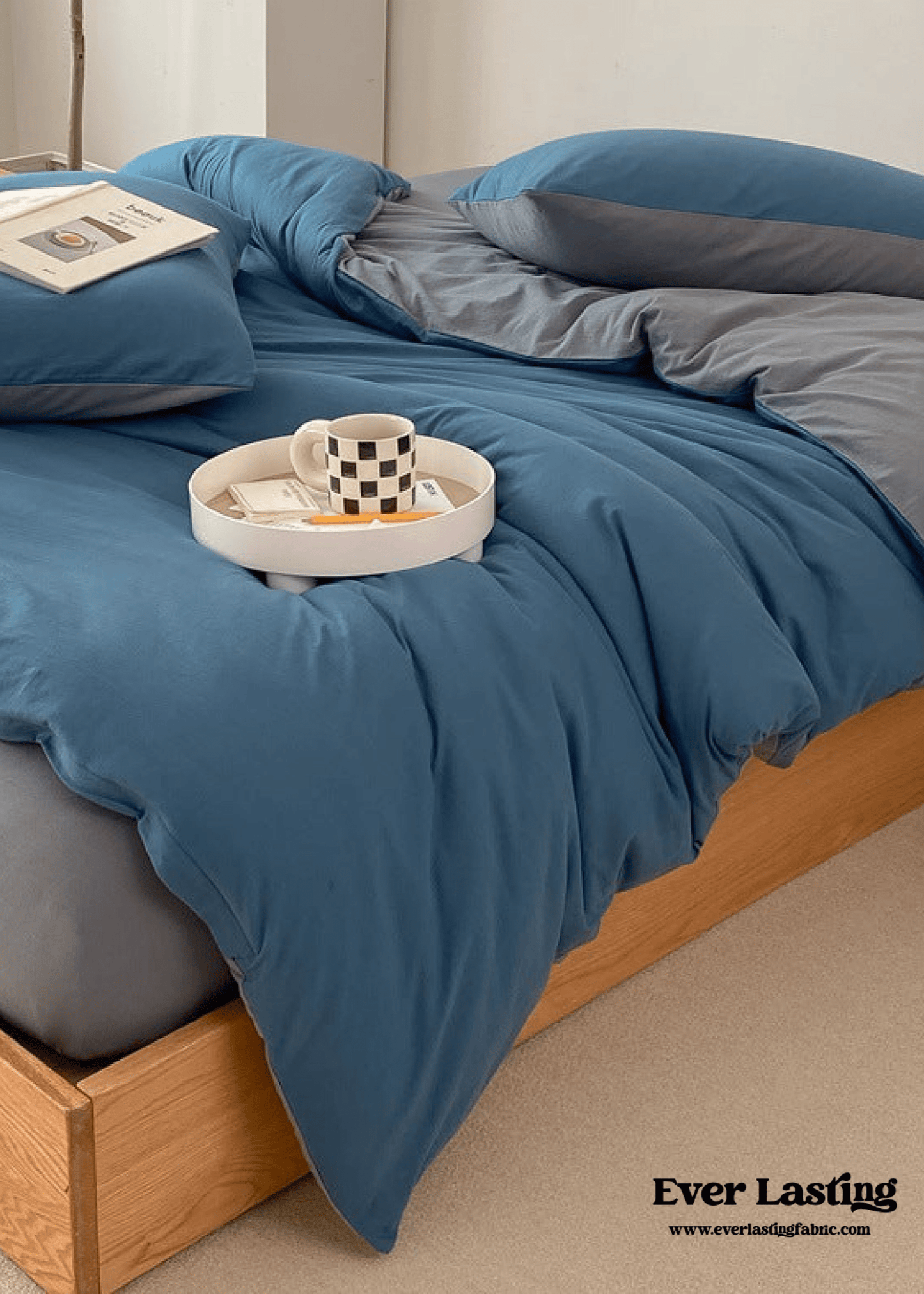 Duo Earth Tone Jersey Knit Bedding Set / White Beige