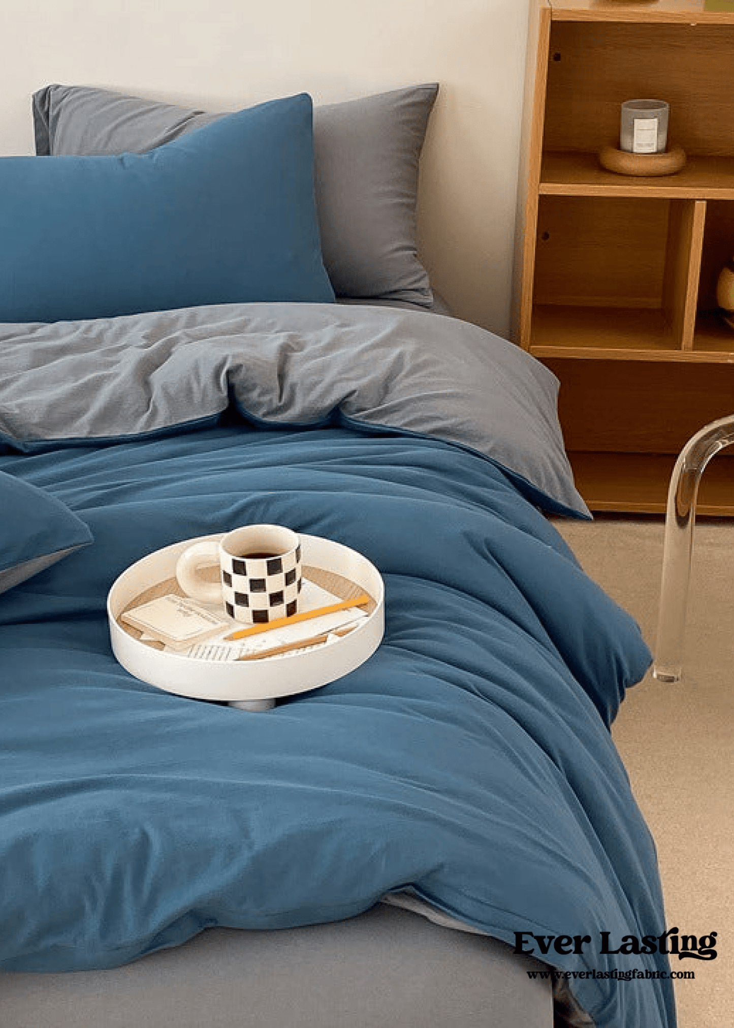 Duo Earth Tone Jersey Knit Bedding Set / White Beige