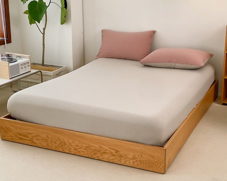 Duo Earth Tone Jersey Knit Bedding Set / White Beige
