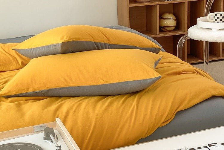 Duo Earth Tone Jersey Knit Bedding Set / White Beige