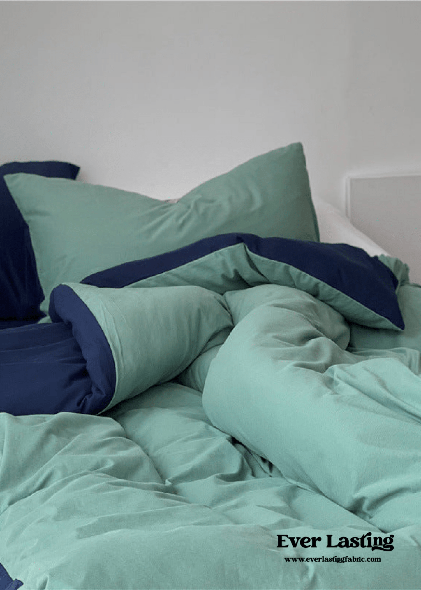 DUO Jersey Knit Bedding Set / Green Blue + Royal Blue