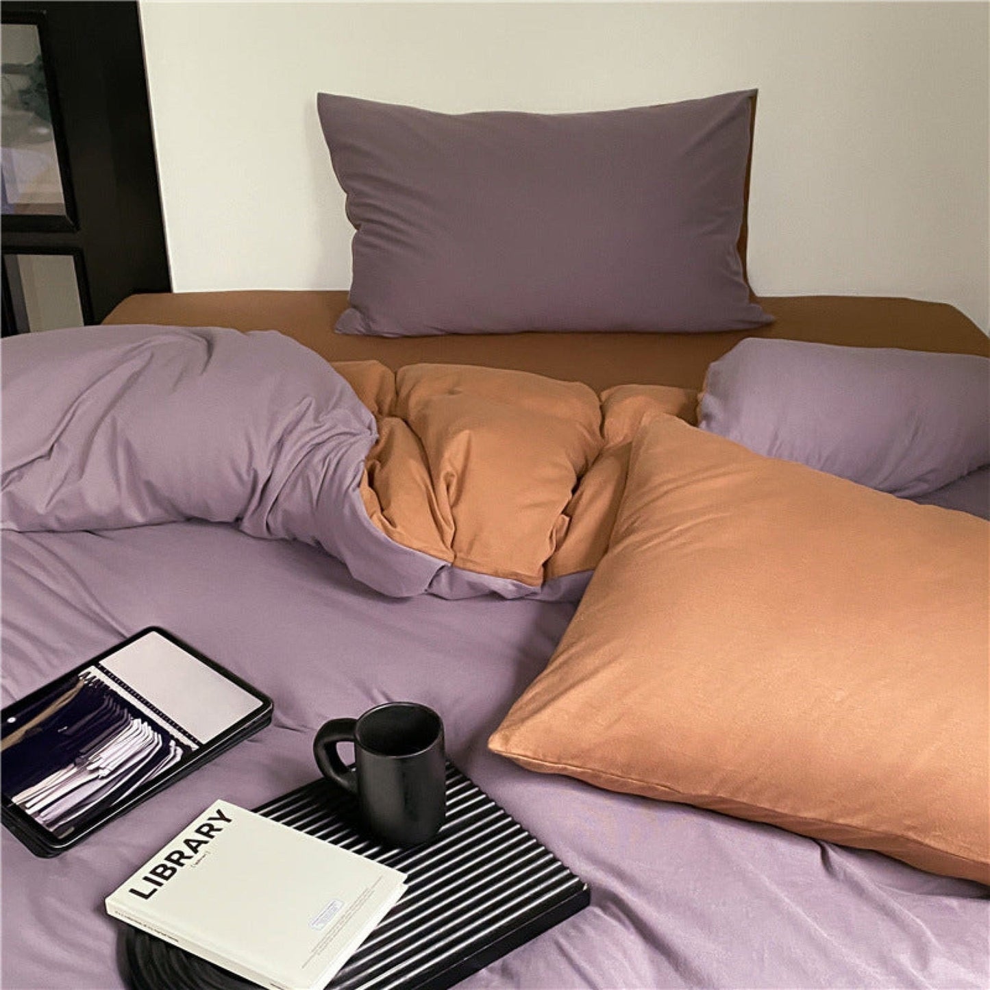 DUO Jersey Knit Bedding Set / Green Blue + Royal Blue