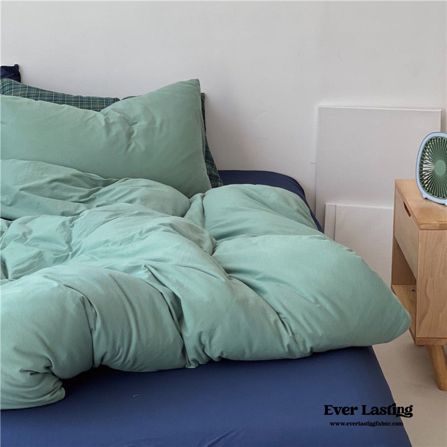 DUO Jersey Knit Bedding Set / Green Blue + Royal Blue