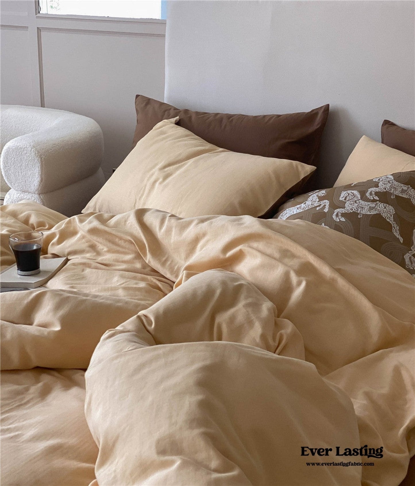 DUO Minimal Double Layer Washed Cotton Bedding Set / Blue