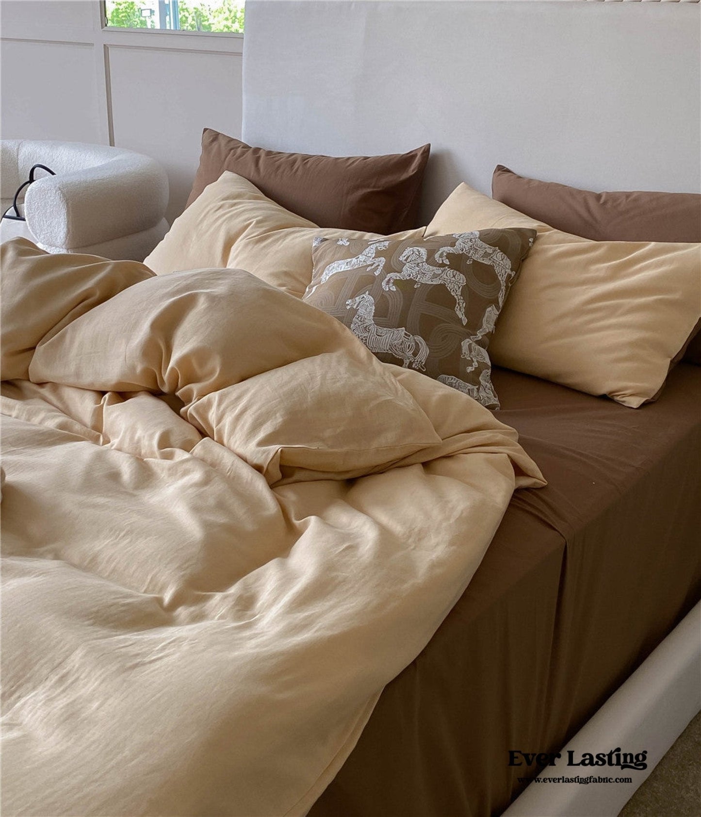 DUO Minimal Double Layer Washed Cotton Bedding Set / Blue