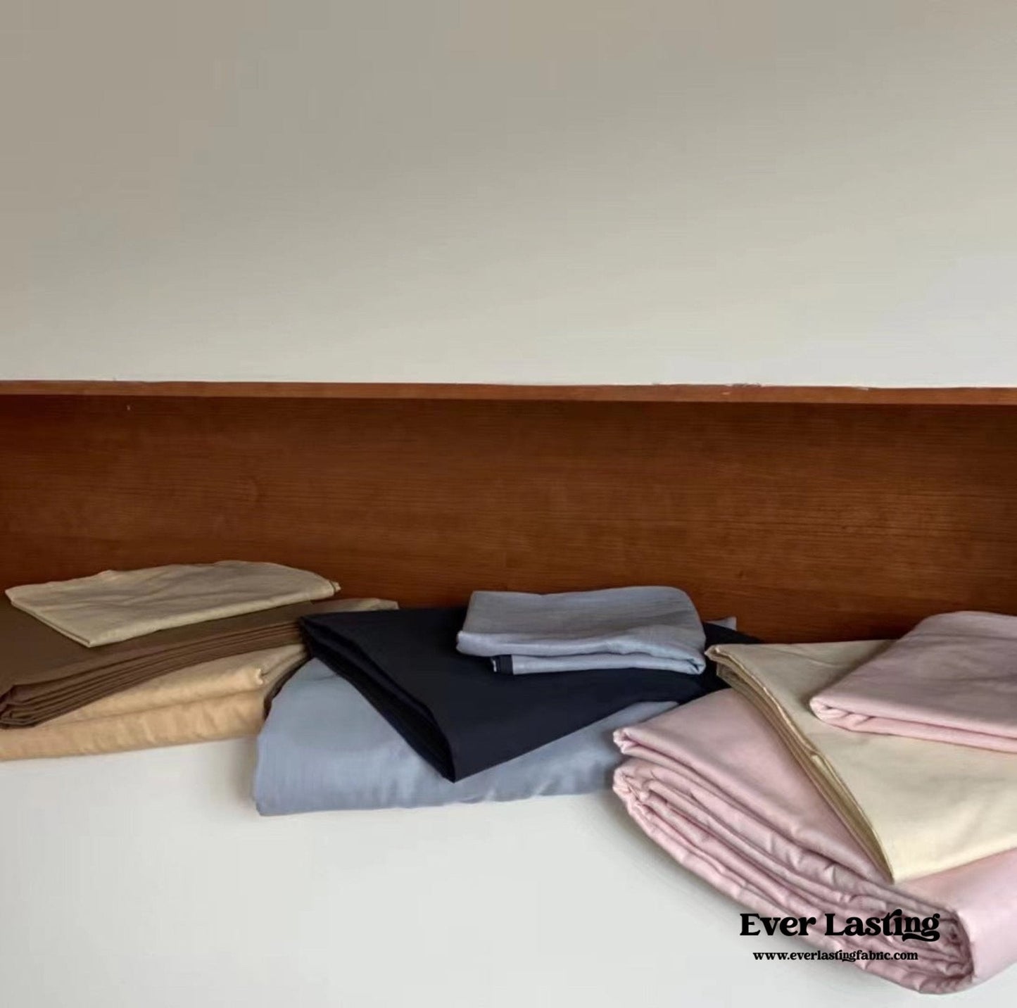 DUO Minimal Double Layer Washed Cotton Bedding Set / Khaki + Brown