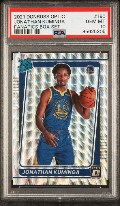 Graded 2021 Panini Donruss Optic Jonathan Kuminga #190 Fanatics Box Set Rookie RC Basketball Card PSA 10 Gem Mint