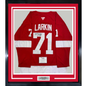Framed Autographed/Signed Dylan Larkin 35x39 Detroit Red Wings Hockey Jersey Fanatics COA
