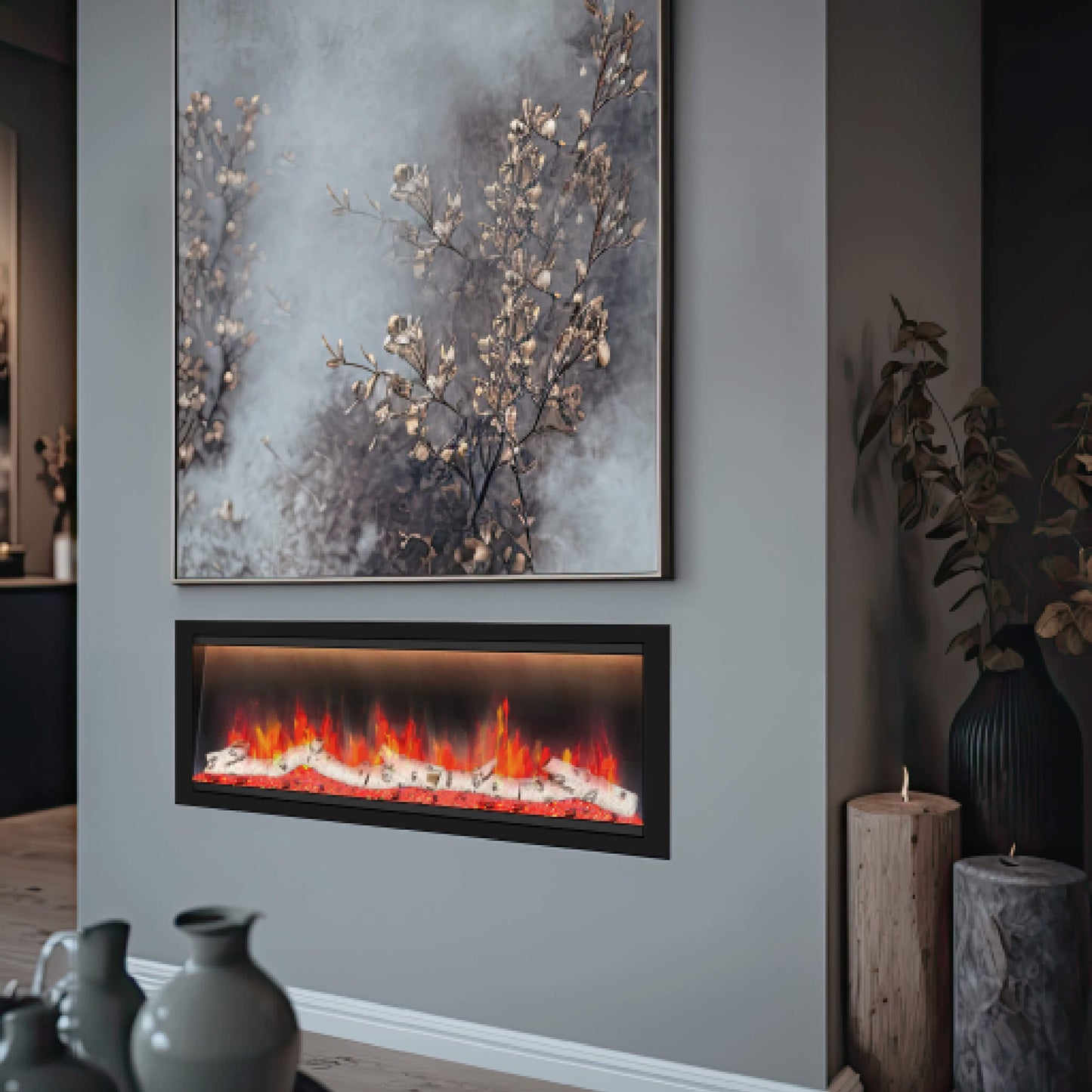 Dynasty Allegro 58-Inch Smart Linear Electric Fireplace With Heater Timer Settings [DY-BFM58] (SAK23948)